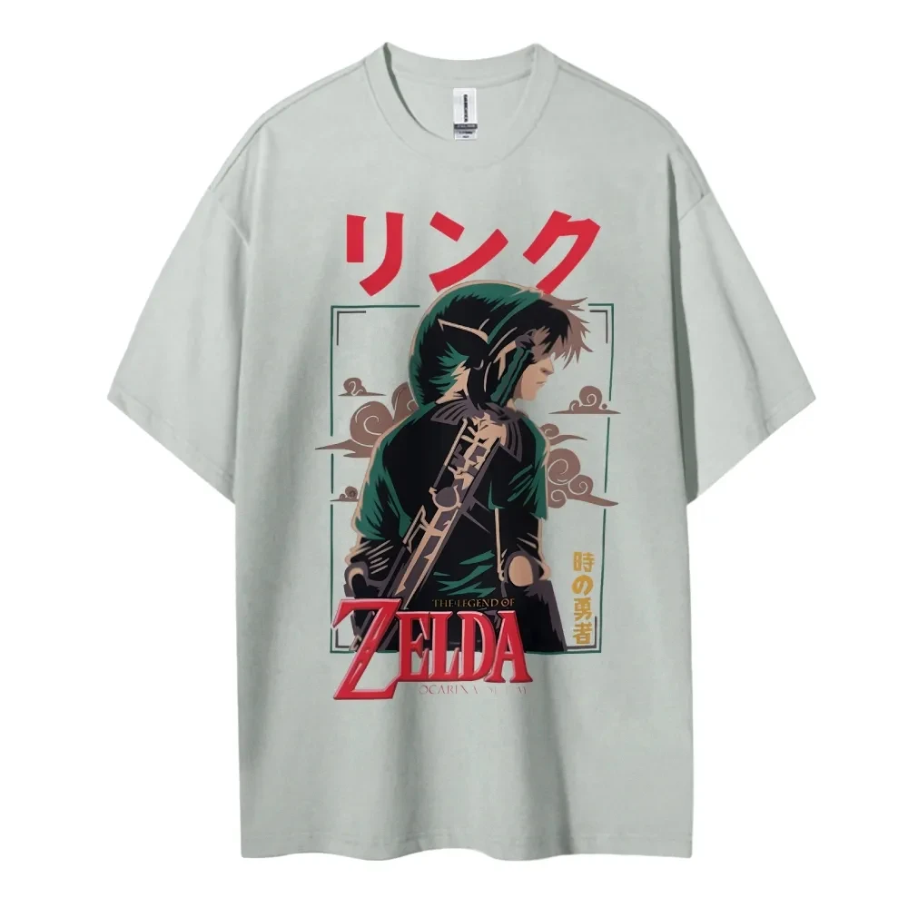 The Legend of Zelda Link T Shirt Men Cotton Short Sleeve Tops Summer Gaming Graphic Tees Black Base Green Cap Hero of Time view 3