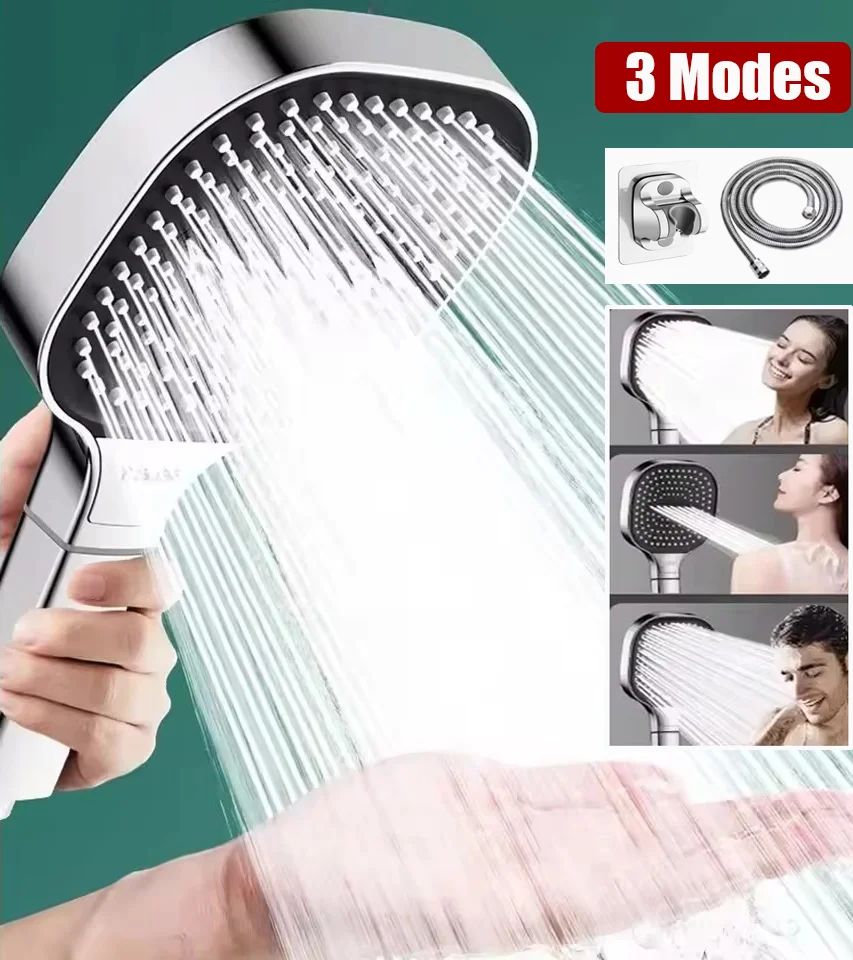 13 سنتيمتر لوحة كبيرة رأس دش مضغوط مع فلتر 3 طرق ارتفاع ضغط البخاخ مفتاح واحد وقف متعدد الوظائف يده دش #1