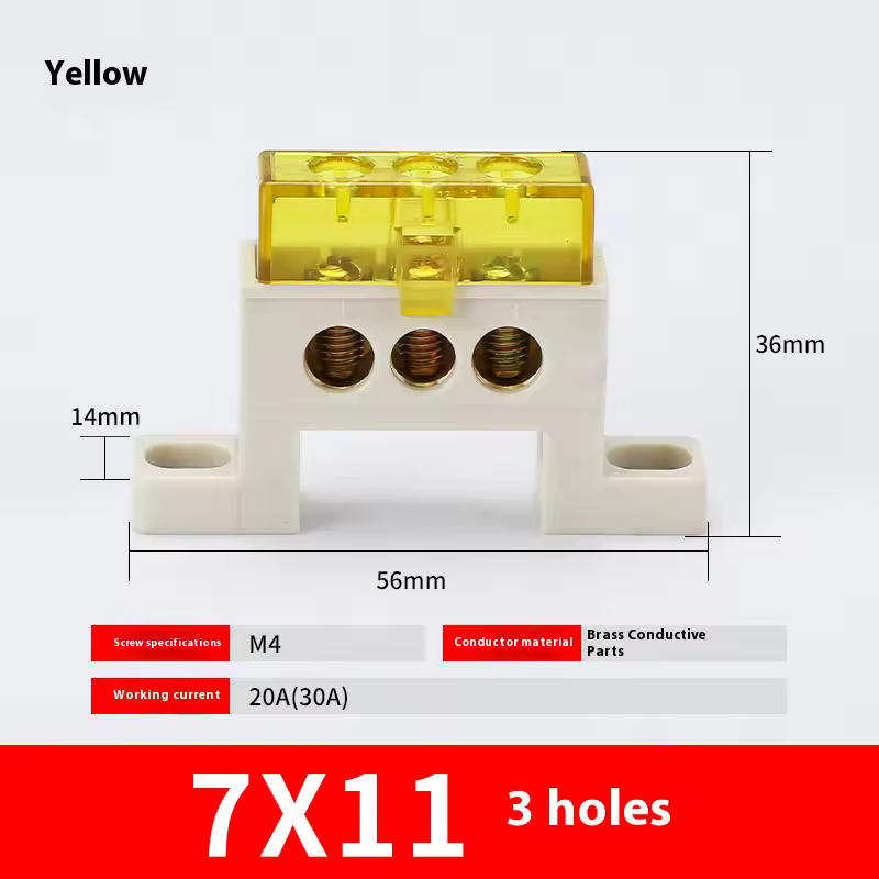 Zero wire terminal 3/4/5/6/7/10-Hole Distribution Box Terminal Block dustproof Ground Copper Bar Bridge type Busbar With cover - Image 32