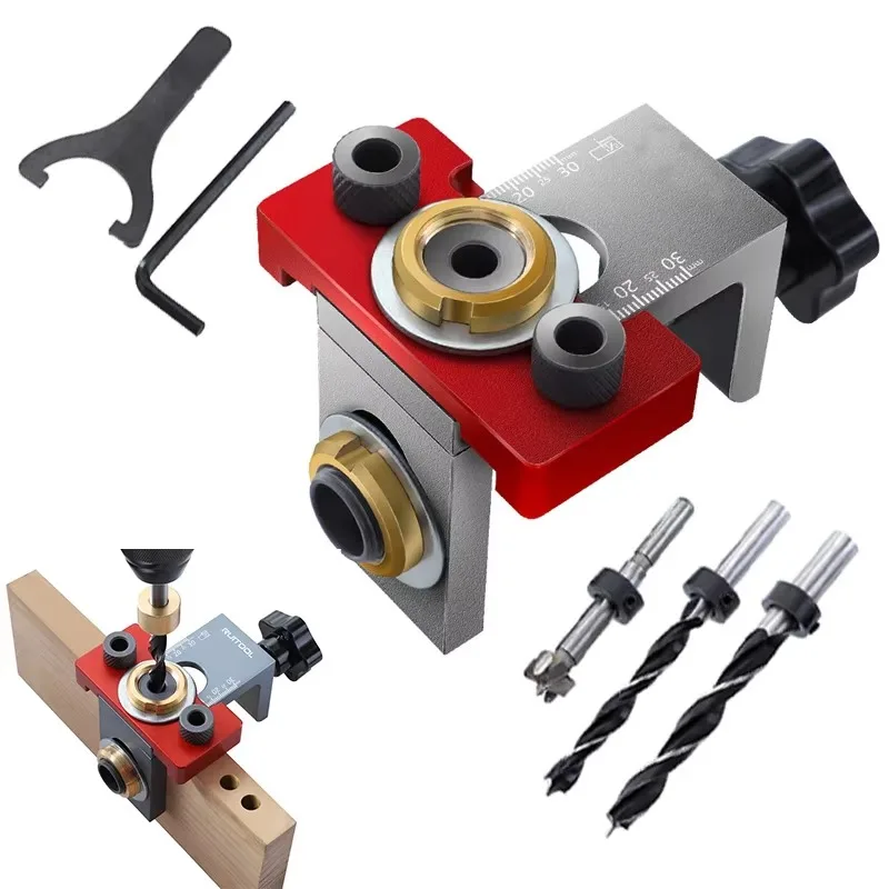 Hidden Hole Jig Kit Aluminum Alloy Depth Stop, Industrial Woodworking Tool for Furniture Assembly and Cabinet Repair