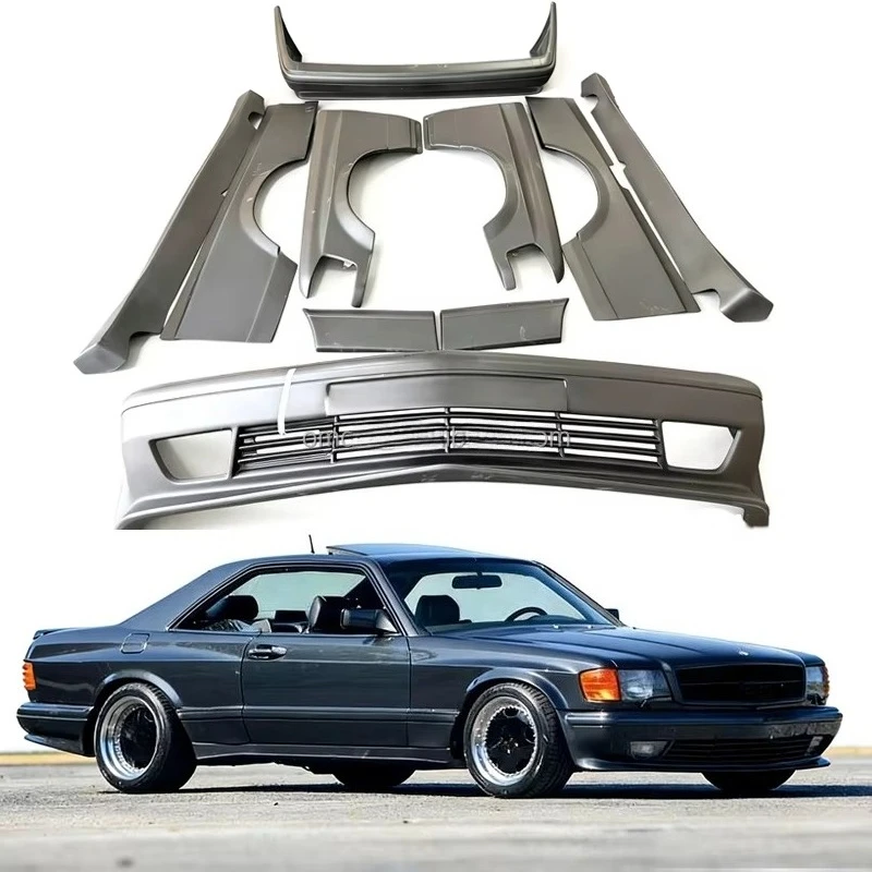 Car Modification Parts For Benz W126 SEC Front Rear Bumper Side Skirts Fenders For Mercedes C126 AMG Wide Body Kit