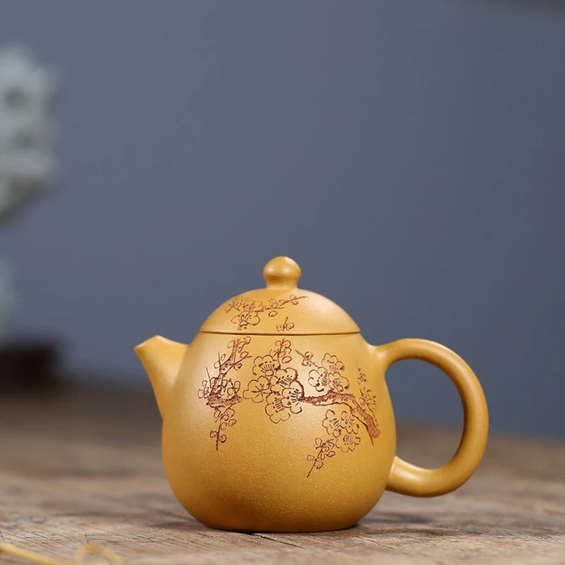 

Chinese teapot Yixing Purple Clay Pot Pure Handmade Original Gold Dragon Egg Pot Kung Fu Tea Set Teapot Small Capacity 250ml