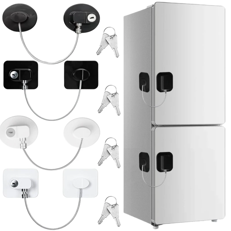 Fridge Cabinet Locks for Kids with Keys Self Adhesive Baby Safety Lock for Door Window Drawer Kitchen Appliance Toilet