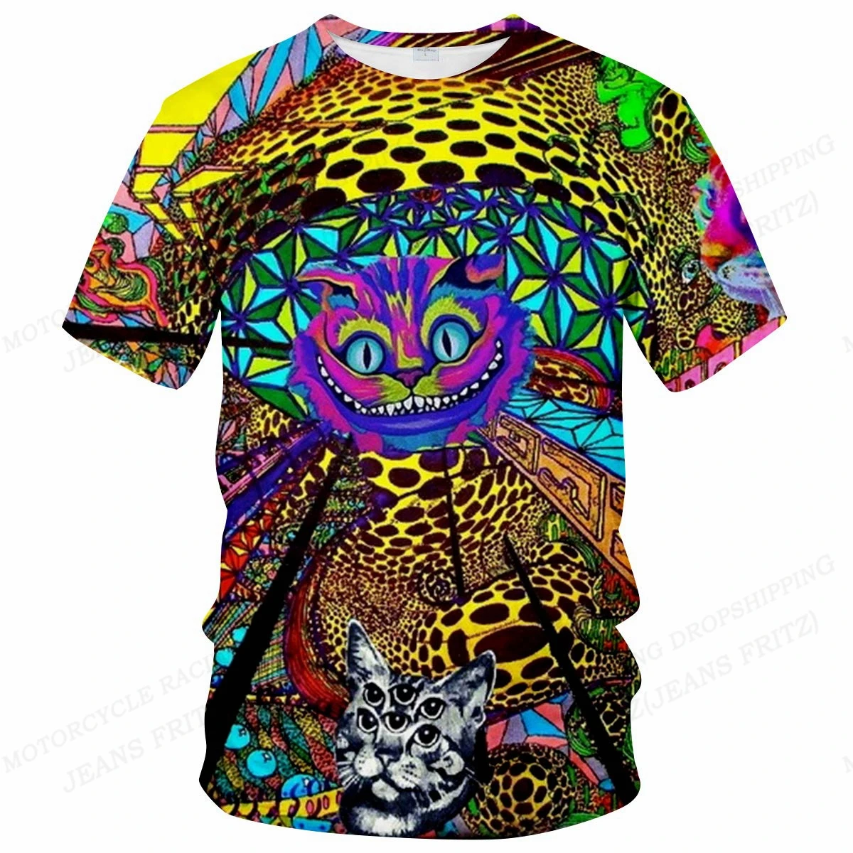 Women\'s T Shirt Trippy Psychedelic 3d Print T-shirt Men Women Fashion T-shirt Short Sleeve Tops Tees Cat Tshirt Women\'s Clothing