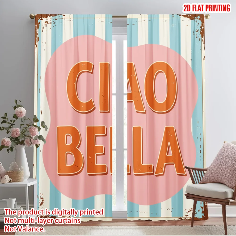 

2pcs 2D flat printing Drapes CIAO BELLA Polyester Without Electricity Party Decorations Use for Decorations
