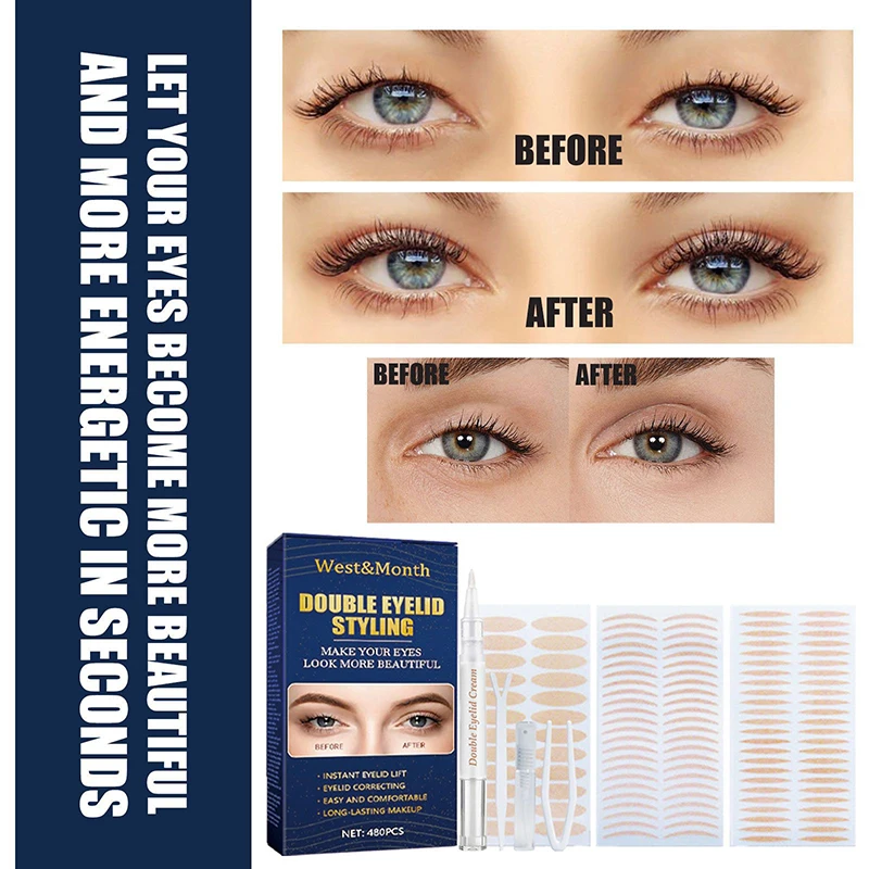 480pcs Eyelid Lifter Strips Waterproof Double Eyelid Tape Lids Eyelid Strips Support Eyelid Enlarge The Eye Products for Women