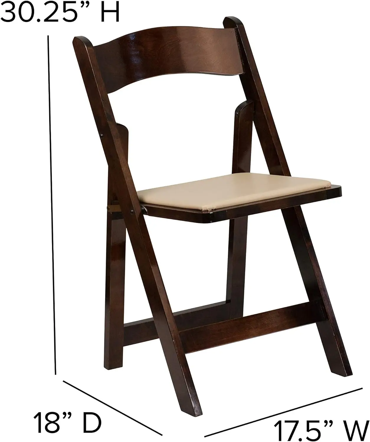 Comfort corner 2 Pack Fruitwood Wood Folding Chair with Vinyl Padded Seat