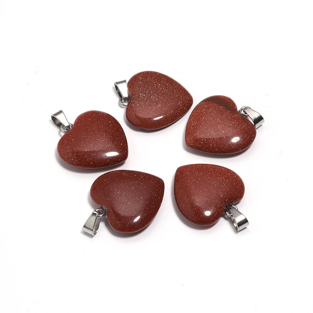Natural Stone Mix Color Heart Shape Charms for DIY Making
