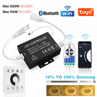 Tuya Wifi/Wall Touch Remote/Bluetooth IR Control LED Dimmer for 8mm PCB 110V/220V 288Leds/m 3000K 4000K 6000K COB Light Strips