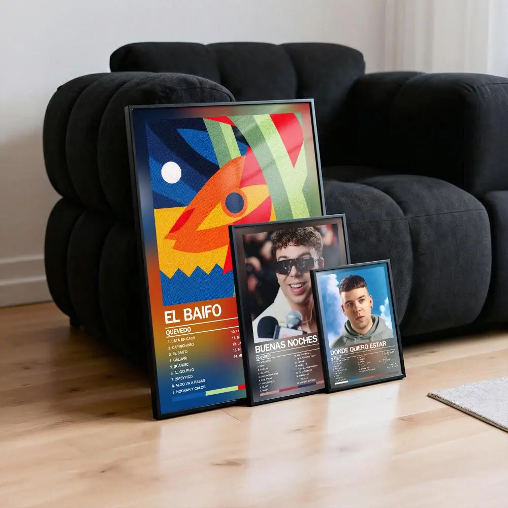 Poster Peelable Self-Adhesive Album Cover Poster Stickers, Frameless Wall Art for Singer Band Pop Rap Bedroom Quevedo