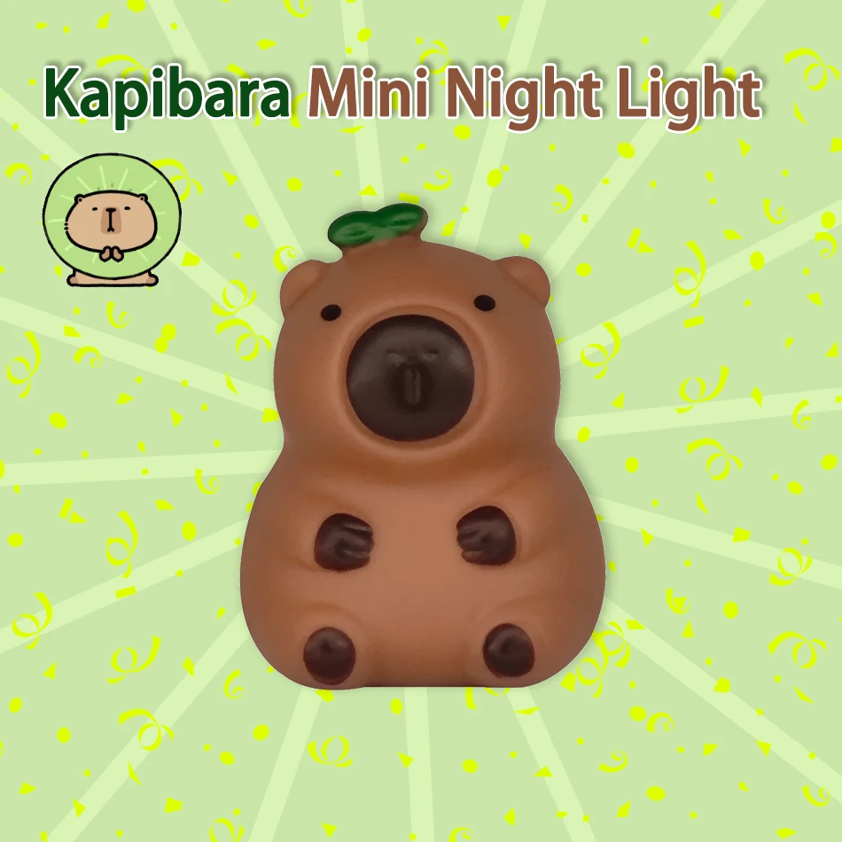 Süßes Kapibara-Anime-Actionmodell, niedliche Serie Schlafzimmerdekoration, Desktop-Autozubehör, Nachtlichtgeschenk für Geburtstagskinder,