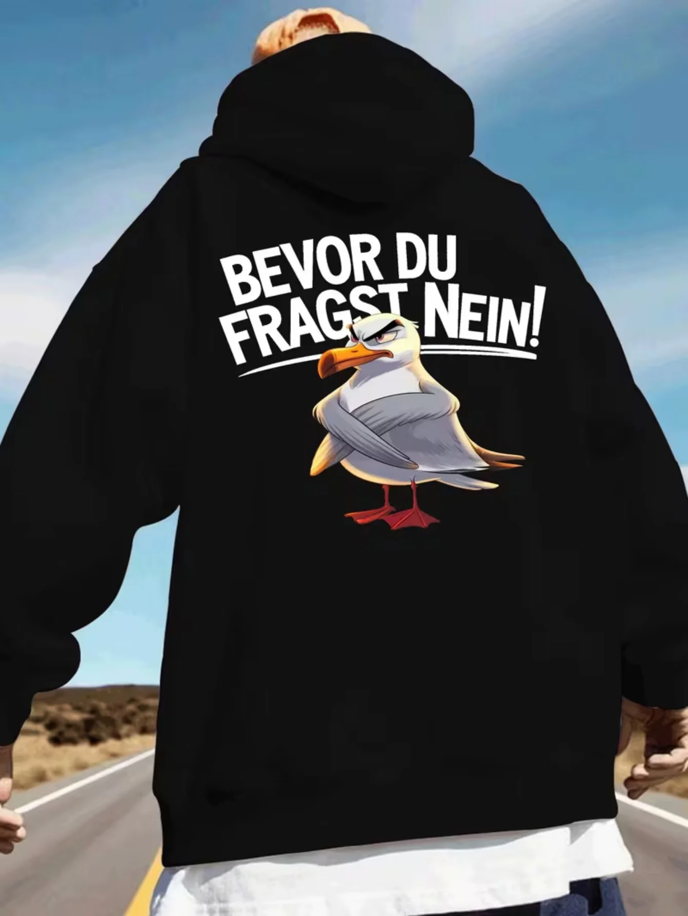 'BEVOR DU FRAGST NEIN!' Refuse To Give Up Humorous Meme Printed Premium Hoodies Men's Long Sleeve Casual Hoodies