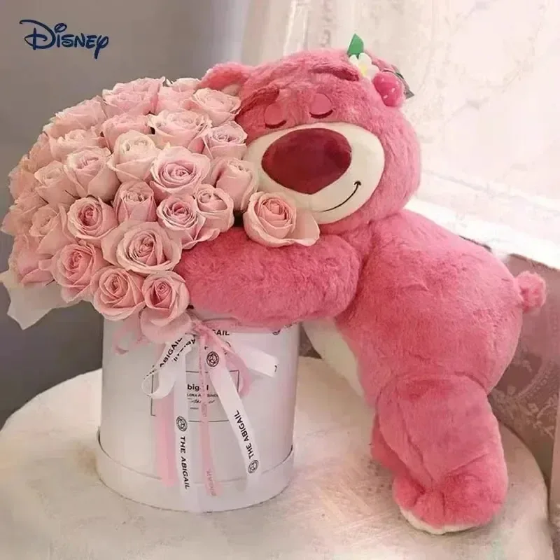 40cm Disney Toy Cute Plush Toys Pillow Cartoon Strawberry Bear Plush Doll Girls Kawaii Anime Bear Stuffed Doll for Kids Gifts