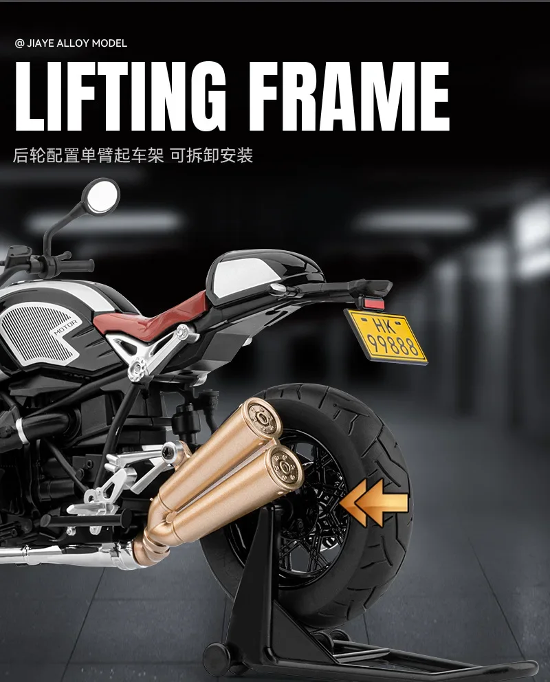 1:9 Latte Lega Moto Simulazione Sospensione Sterzo Modello Collezione Ornamenti Modelli di auto Giocattoli per bambini Regali