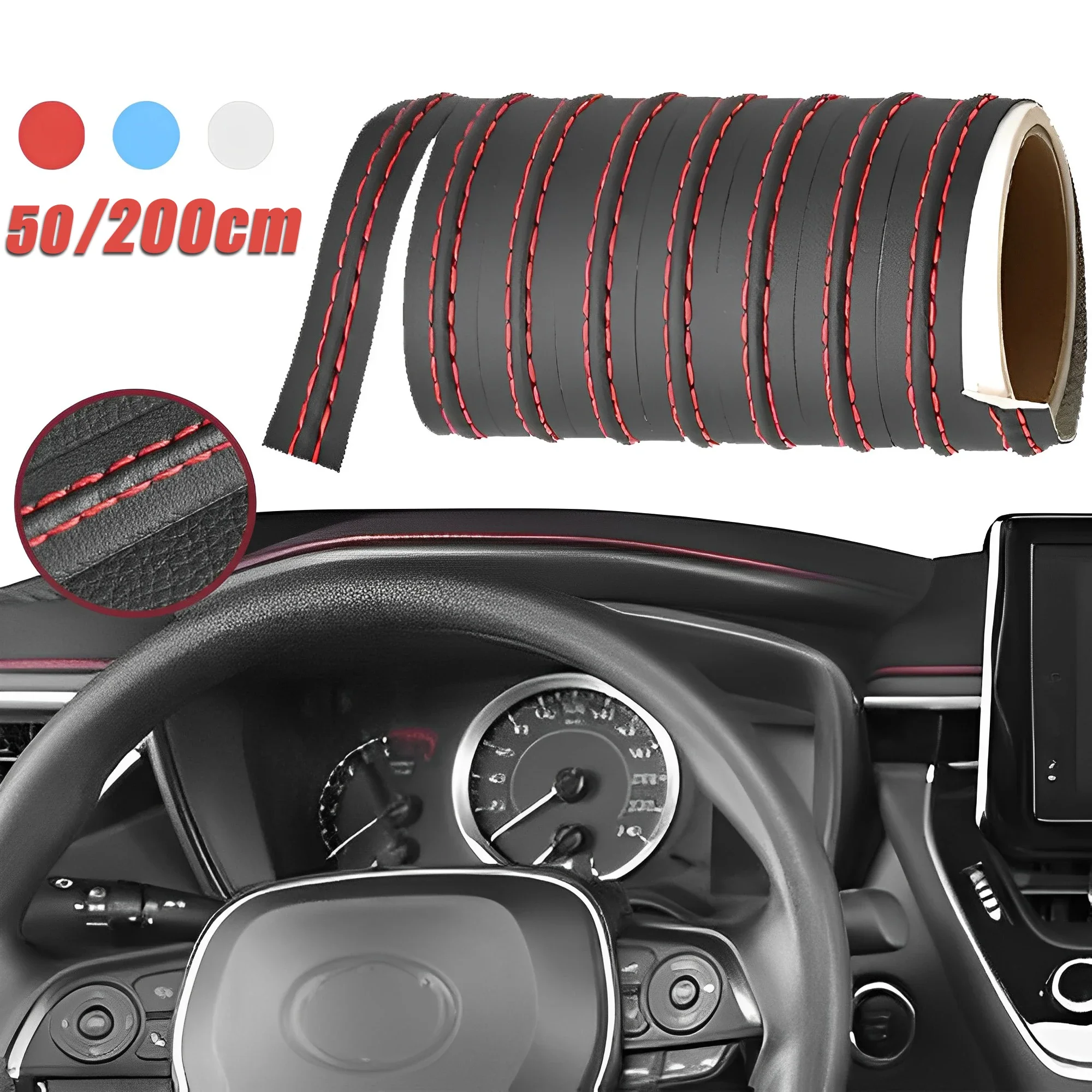 DIY Car Self-adhesive Moulding Trim Decor Line PU Leather Braid Dashboard Strips Car Protection Sticker Car Interior Accessories