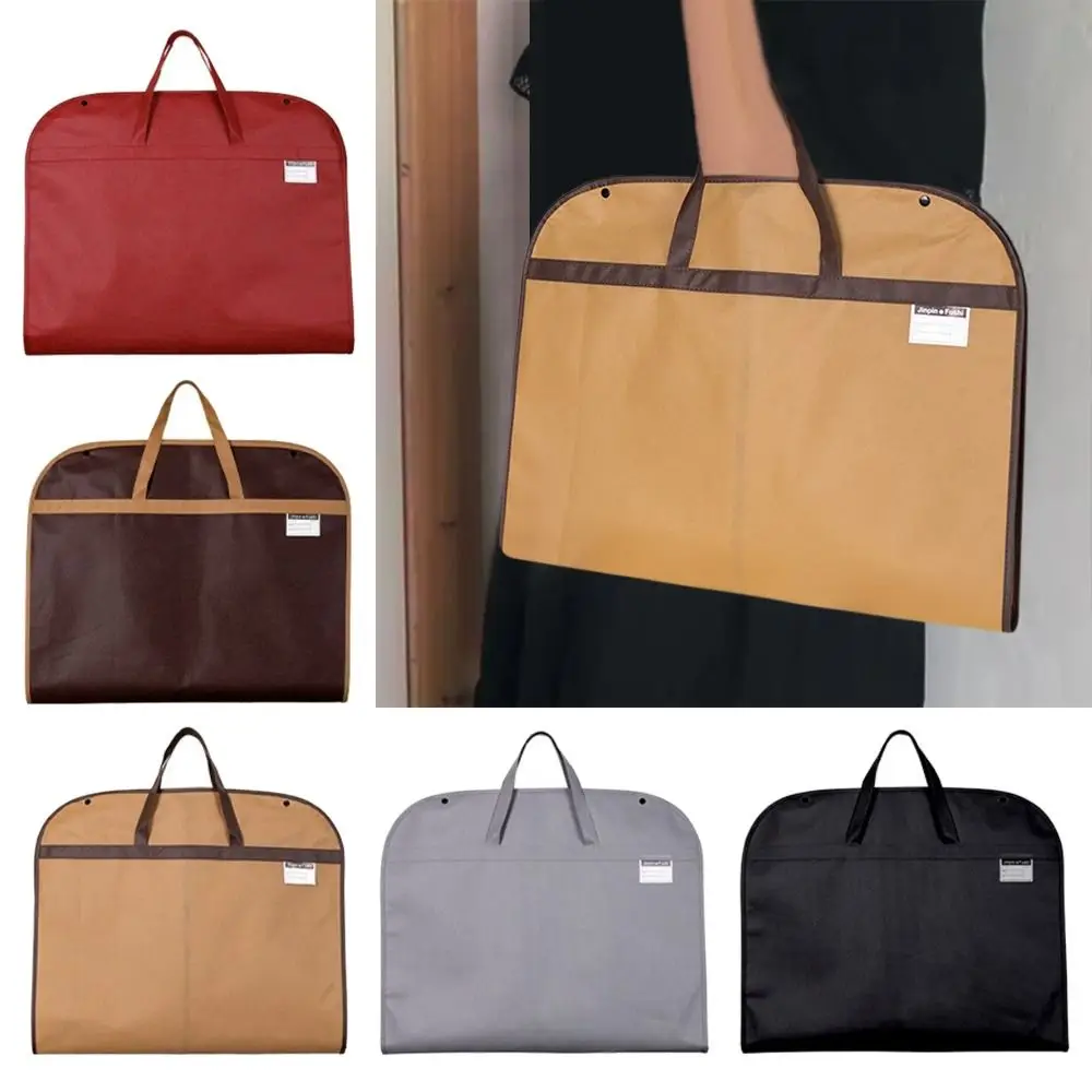New Foldable Garment Bag Portable Non-woven Suit Storage Bag Solid Color Dress Jacket Protective Cover