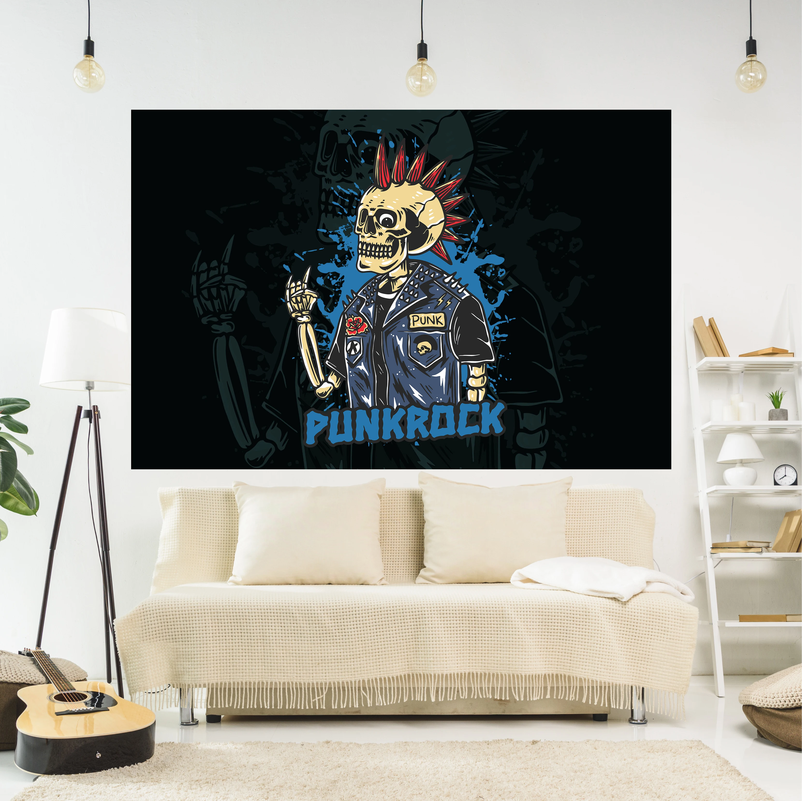 Modern Art Tapestry Punk Rock Doodle Printed Anime Wall Hanging Carpets Bedroom Or Home For Decoration