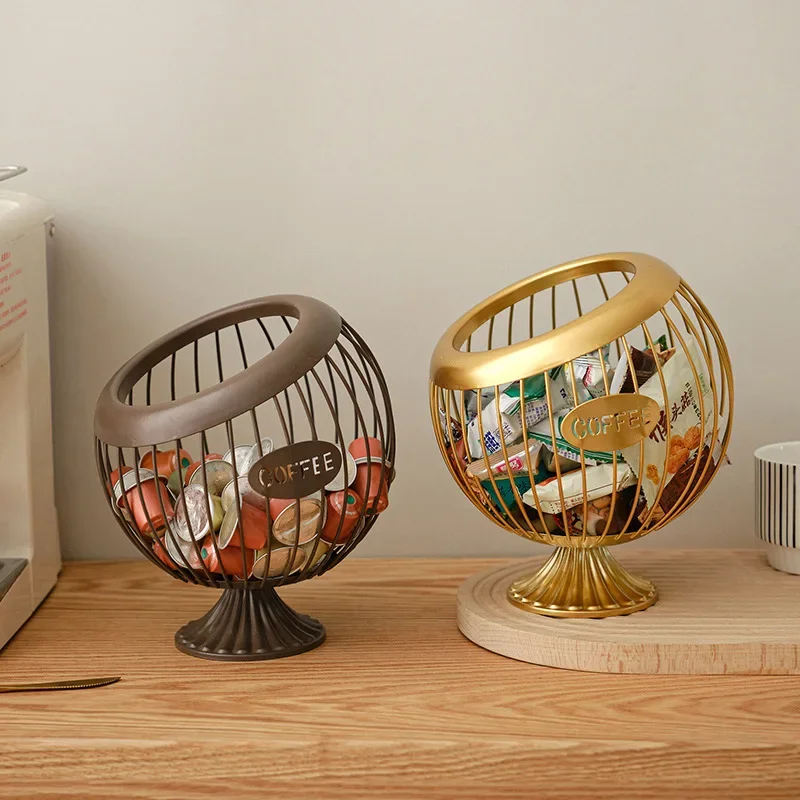 Iron Fruit Basket, Coffee Capsule Storage Basket, Desktop Tea Table Display, Snack Candy Storage Basket, Home Decoration