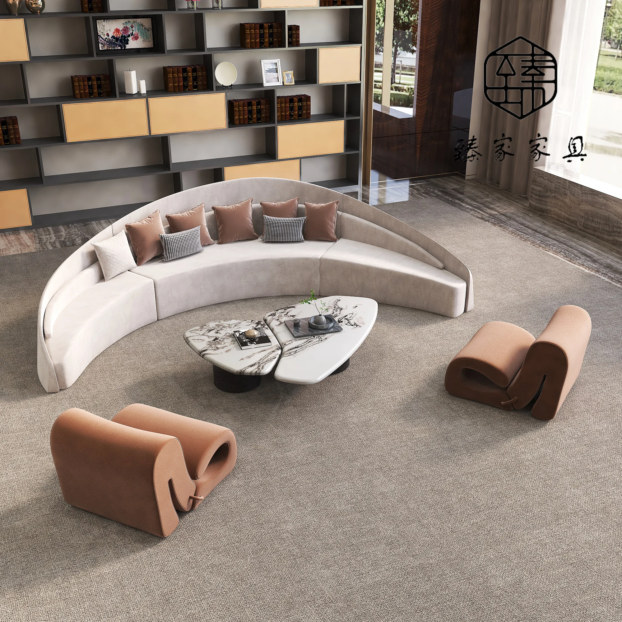 Wabi-sabi Style Hotel Homestay Lobby Reception Sofa Beauty Salon Club Rest Negotiation Curved Sofa Office Customized Furniture