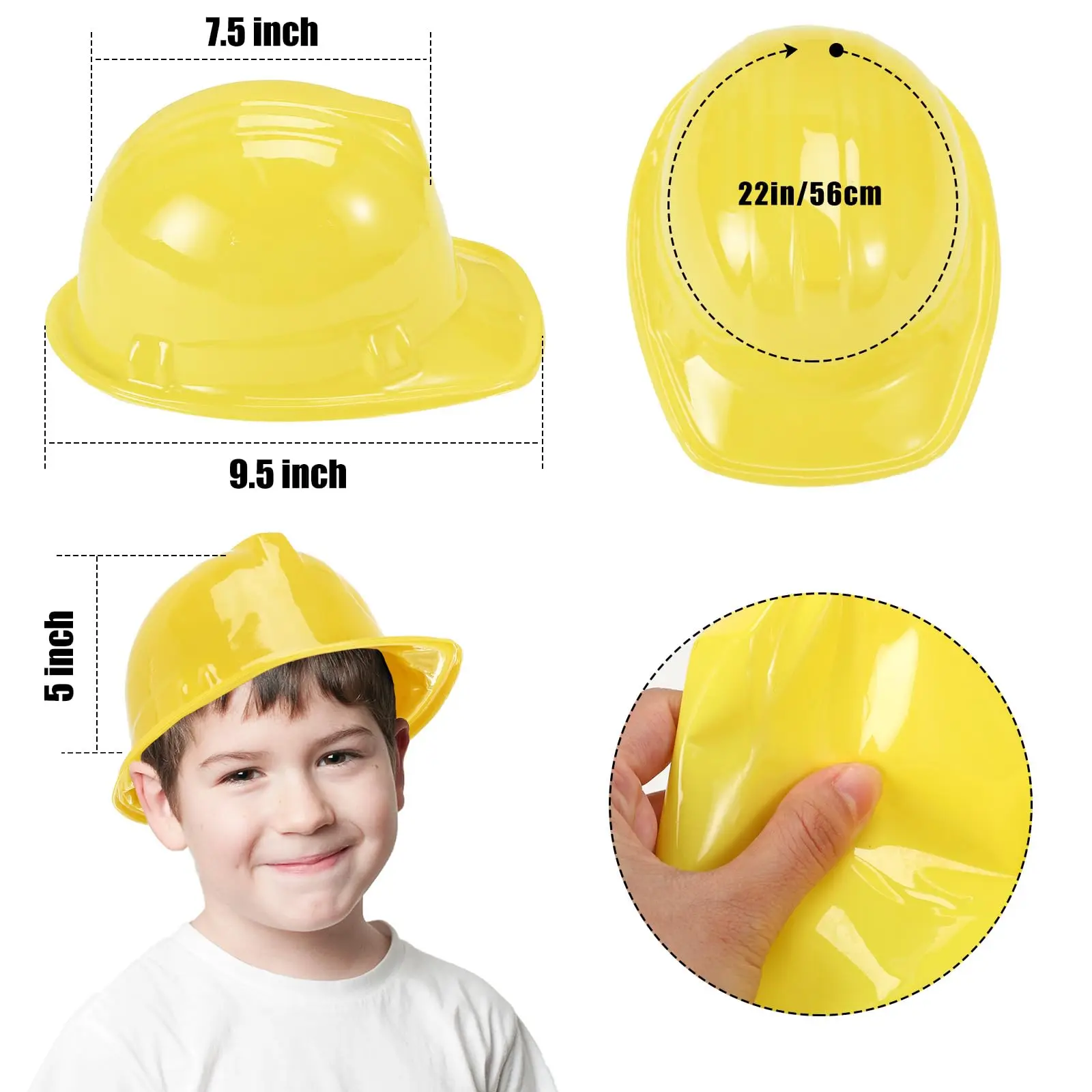 12pcs Construction Hats for Kids,Soft Plastic Materia,Construction Theme Birthday Party Dress Hats Party Decor Supplies