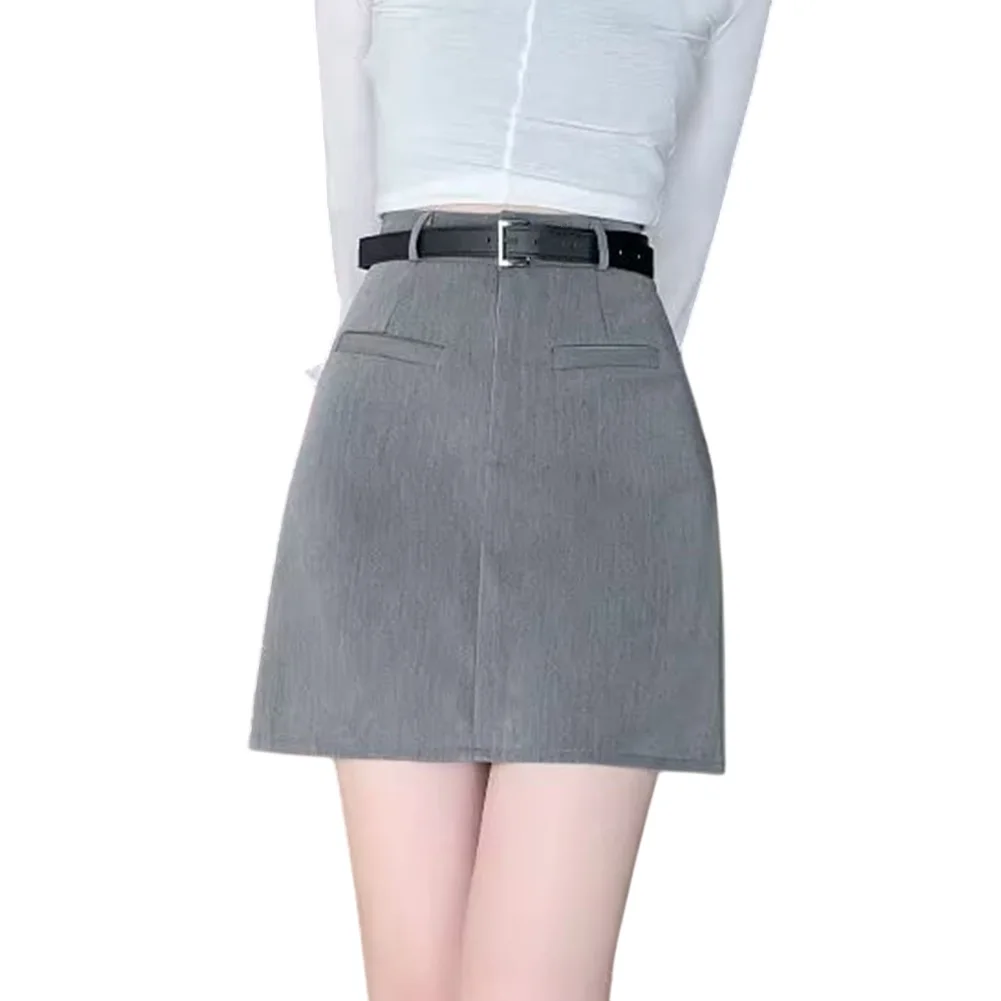 

Юбка трапециевидной формы с высокой талией, рабочая одежда, юбка с высокой талией, черная повседневная элегантная юбка обычной длины, сплошной цвет