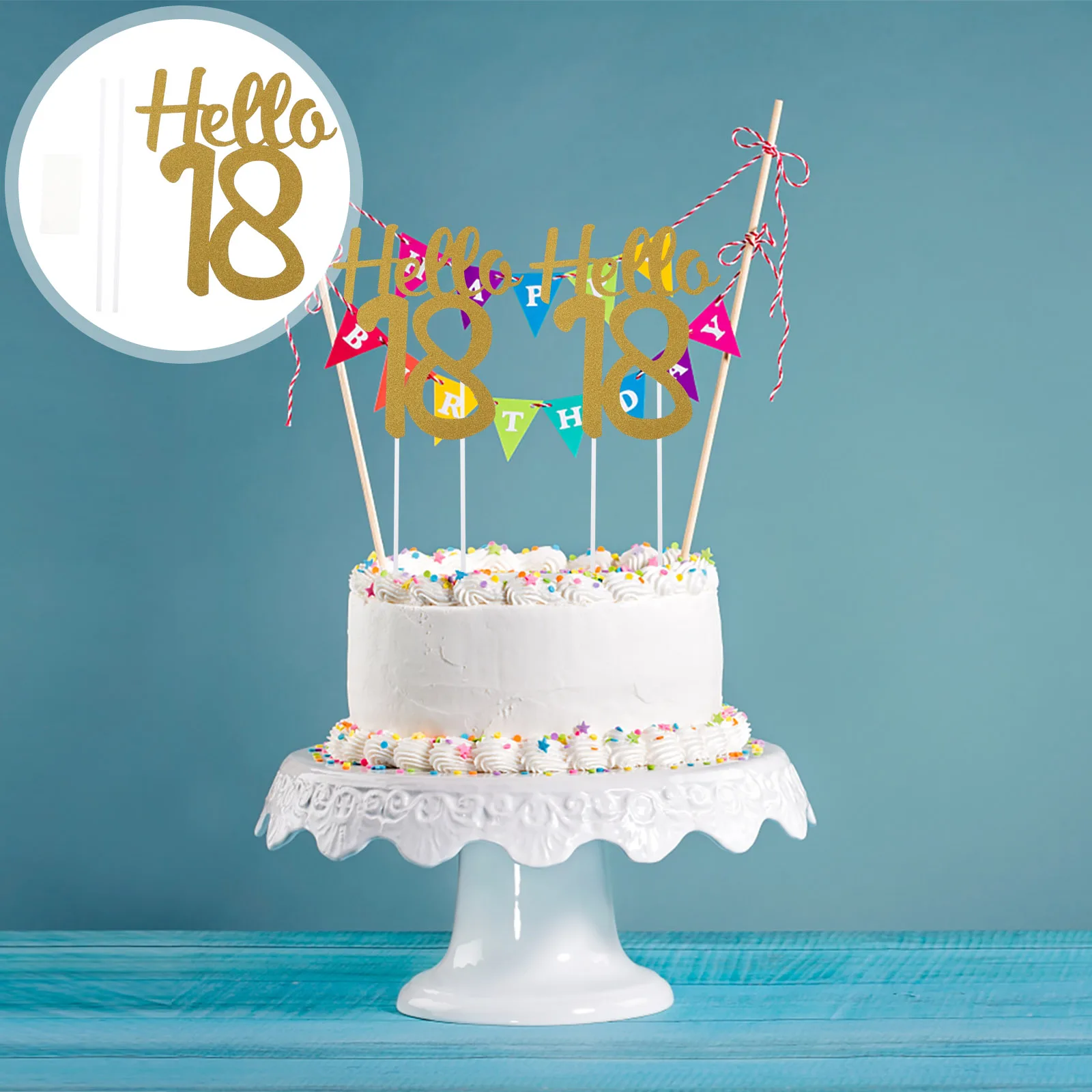 

6 Pcs Cute Birthday Cake Insert Party Dessert Topper Decoration Baby Iridescent
