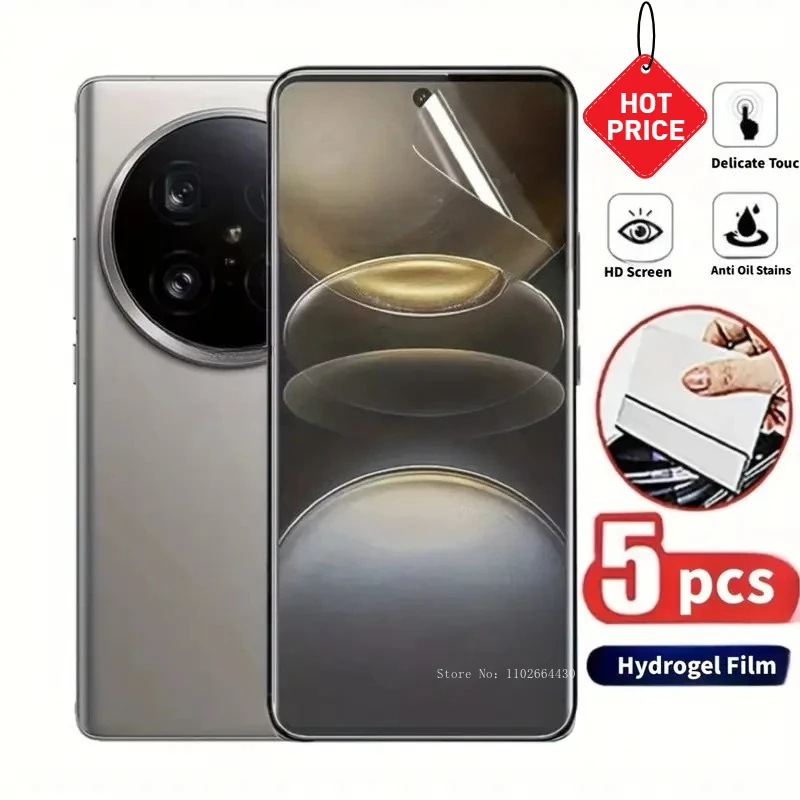 

5 шт. гидрогелевая пленка высокого разрешения для Vivo X200 Pro, полное покрытие, мягкий ТПУ на защитной пленке для экрана для VIVO X200 Ultra, без стекла