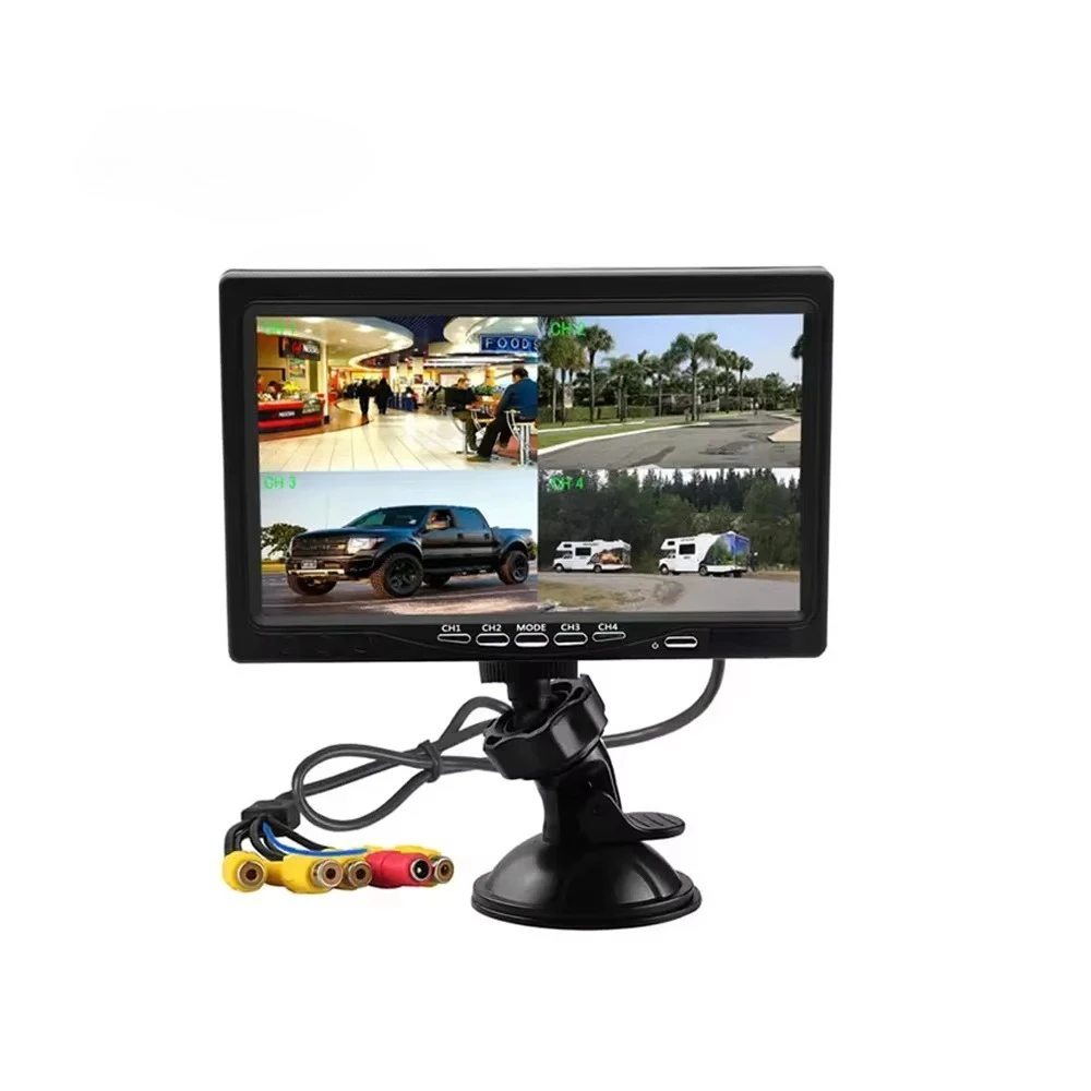 Podofo 7'' Split Screen Quad Monitor 4CH Video Input Windshield Style Parking Dashboard for Car Rear View Camera Car-styling