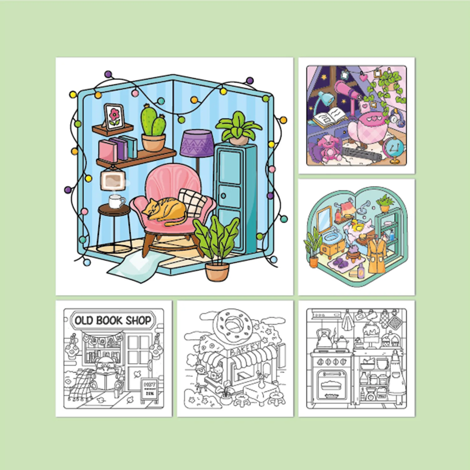 New Coloring Book Cute Healing And Decompression Children's Coloring Painting Filler Coloring Book Small Corner Painting Colorin
