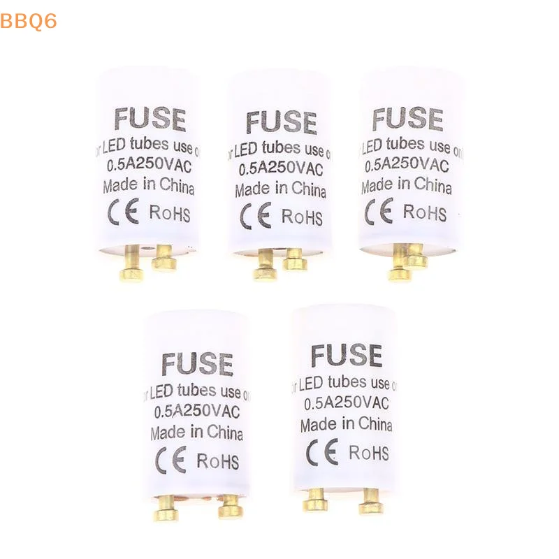 *5Pcs/lot LED Sterter T8 LED 0.5A/250V HRC Type Fuse Starter