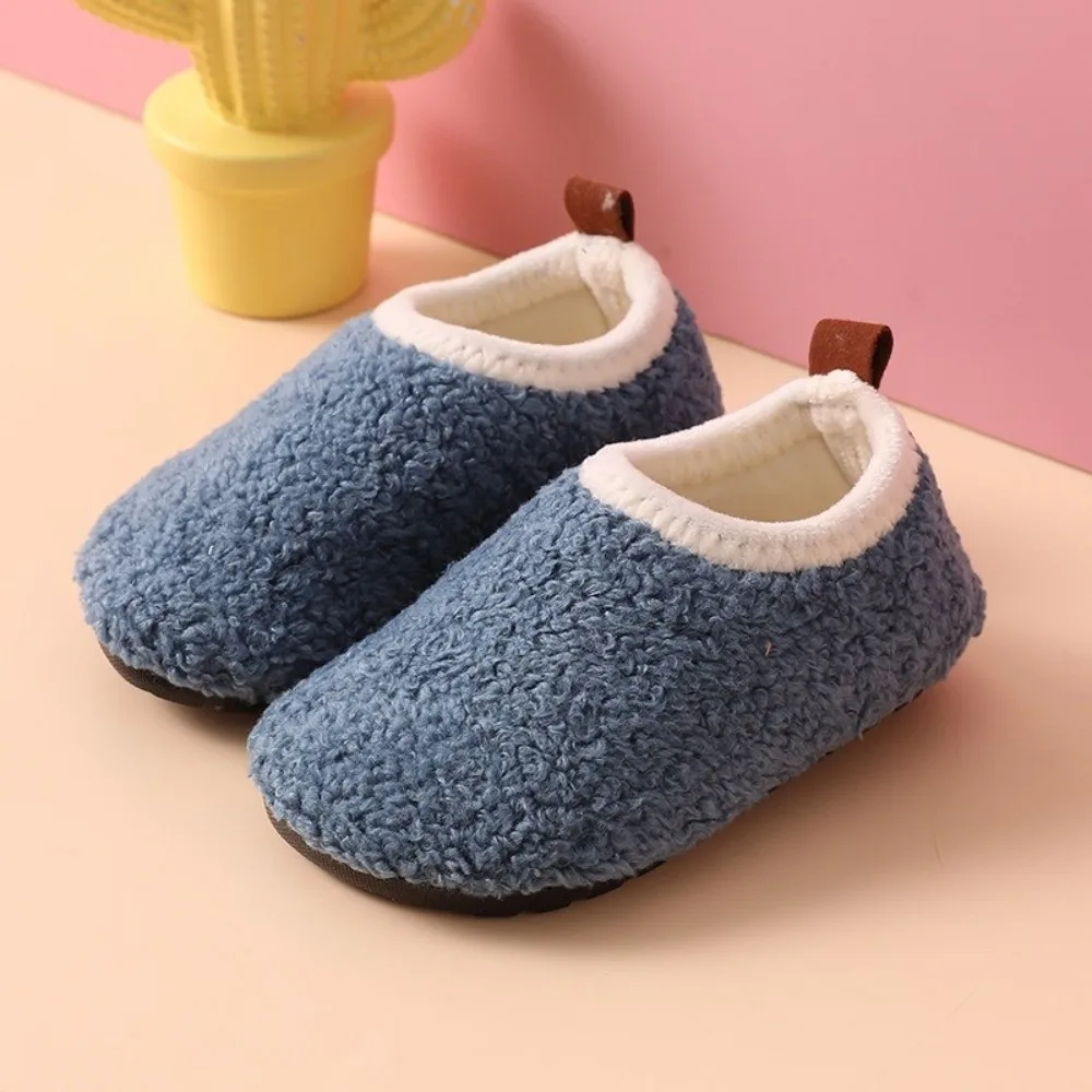 

Fashion Thickned Cotton Slippers Anti-slip Warm Floor Shoes Soft Sole Home Shoes Winter