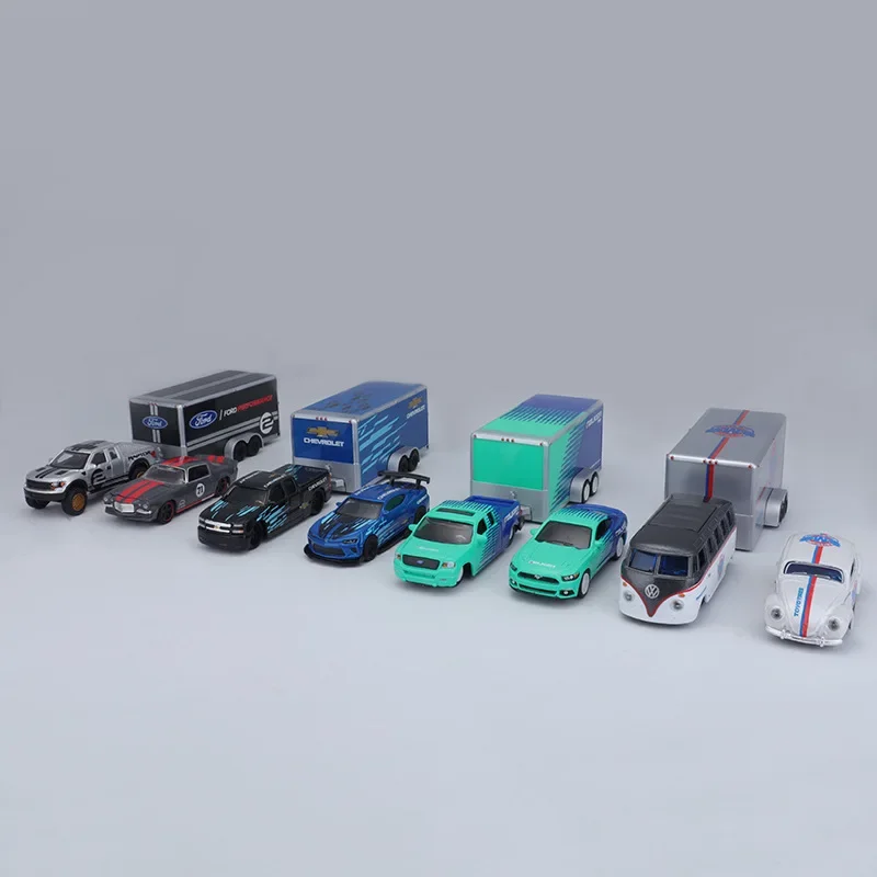 Merch Figure 1:64 Chevrolet Ford Mustang GT 3-in-1 Trailer Alloy Car Model Metal Car Model Toy Collection Decoration