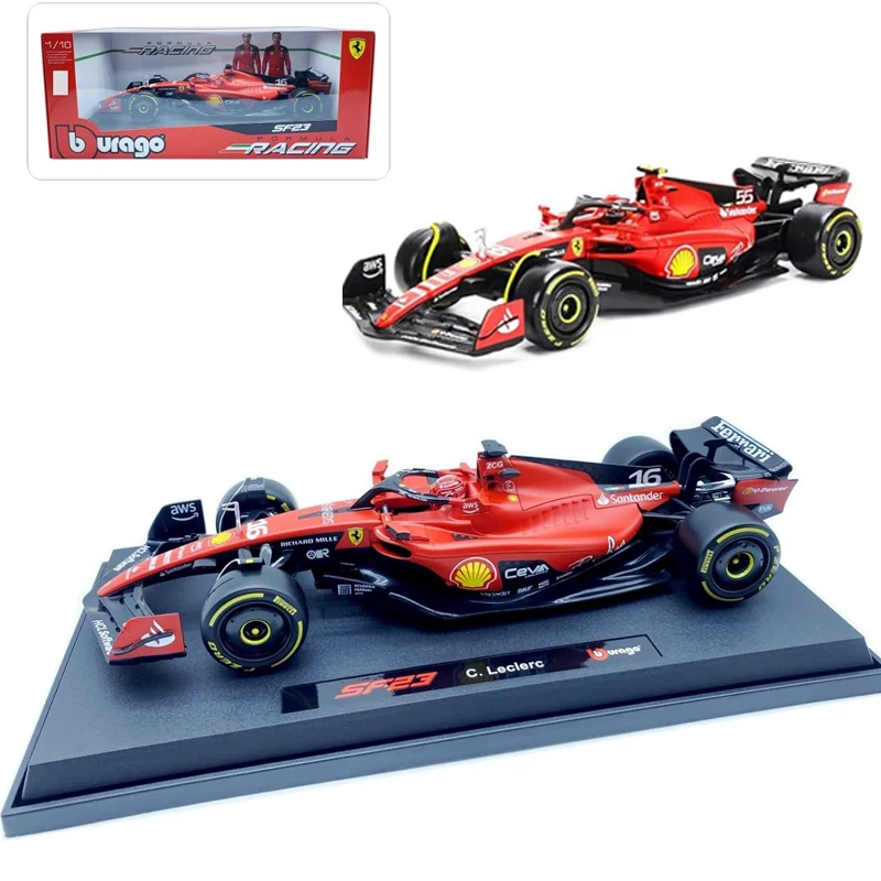 Bburago 2023 New Racing Car Ferrari 1/18 F1 SF23#16 Leclerc #55 Sainz Diecast Model Car Display Ornaments Collection Gift