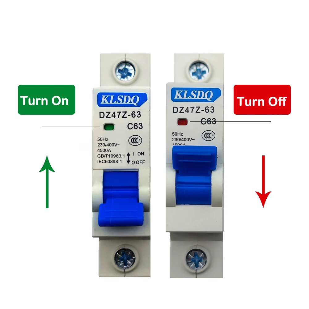 DZ47Z-63 DPN 1P Mini Circuit Breaker 6A 10A 16A 20A 25A 32A 63A Household Circuit Air Switch Din Rail Mounting Cutout Miniature