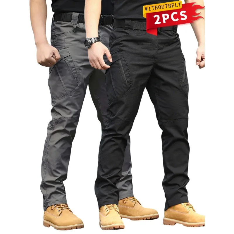 

New Men's Outdoor Tactics Hiking Plaid Pants Multi-pocket Wear-resistant Cargo Trousers Adventure Mountaineerings Training Pants