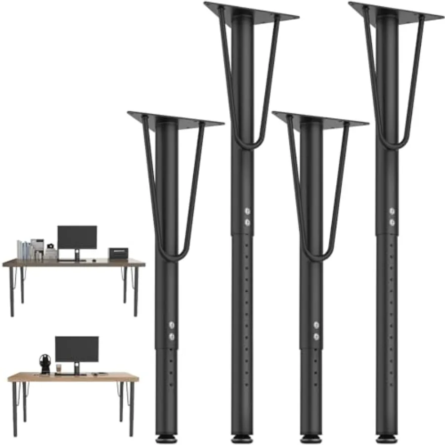 

Комплект из 4 регулируемых ножек для стола, 19-30 дюймов, сверхпрочные стальные мебельные опоры с регулировкой высоты шагом 0,8 дюйма, для самостоятельной сборки столов и дининг-столов