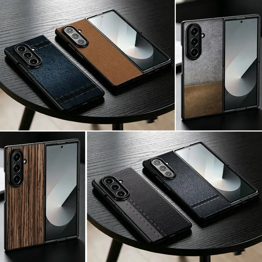 Striped Wood Grain Case for Samsung Galaxy Z Fold 8 ZFold4 ZFold6 Z Fold8Ultra Z Fold 7 6 3 ZFold7 ZFold5 Phone Shell