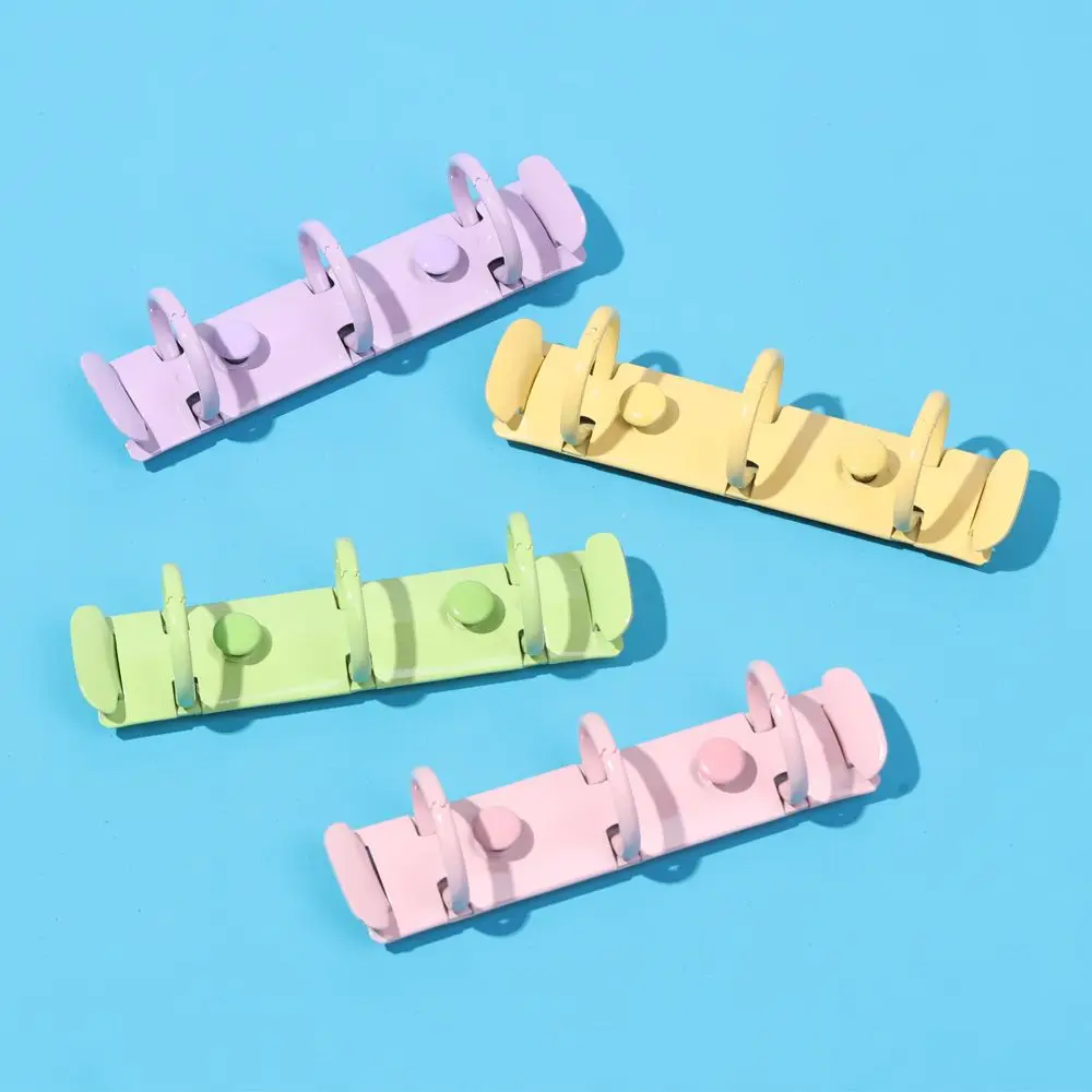 Stationery DIY Accessory Refillable Metal 3 Holes Ring Binder Notebook Binding Hoops Binder Clip Loose-leaf File Folder