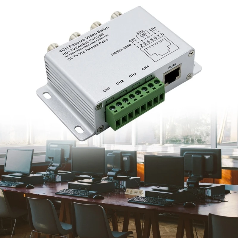 M17B 4-Kanal-Passiv-Video-Balun für CVI-AHD-Kameras CCTV über Twist-Paare UTP-Video-Balun BNC zu UTP RJ45 4-Kanal-Transceiver