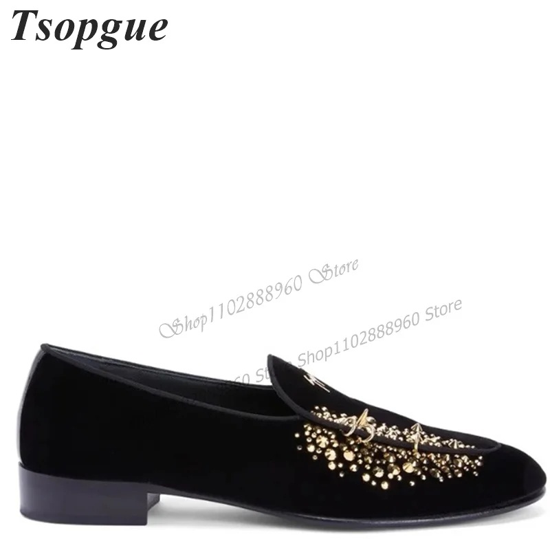 Black Suede Metal Decoration Men Shoes Men's Loafer Pumps High Quality Business Casual Party Shoes 2023 Fashion Zapatillas Mujer