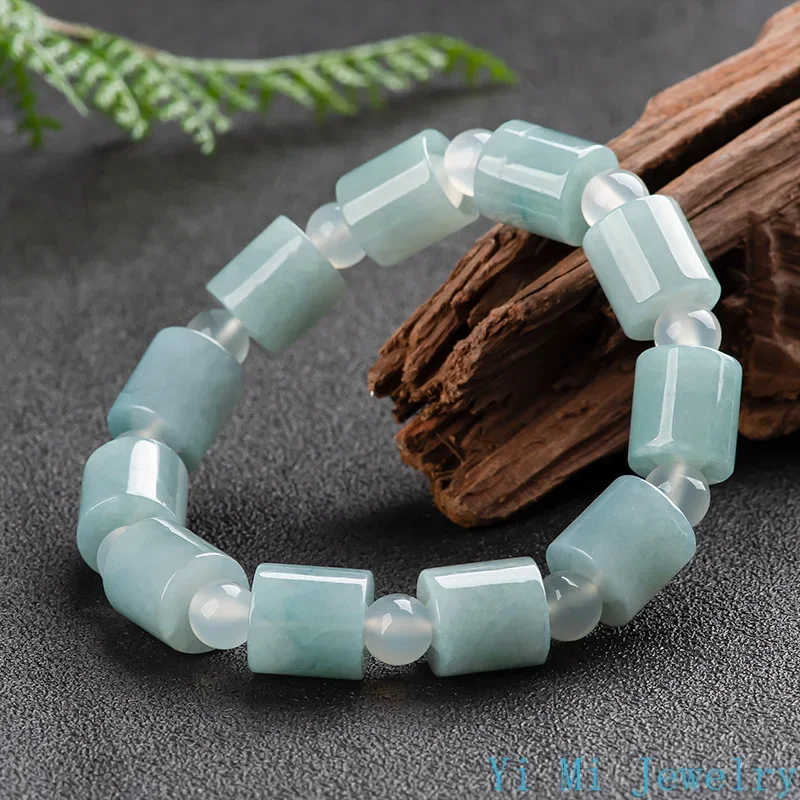 

Burmese Jade Bead Bracelets White Accessories Amulets Gift Jewelry Bangles Stone Natural Jadeite Gemstones Women Bangle Charm