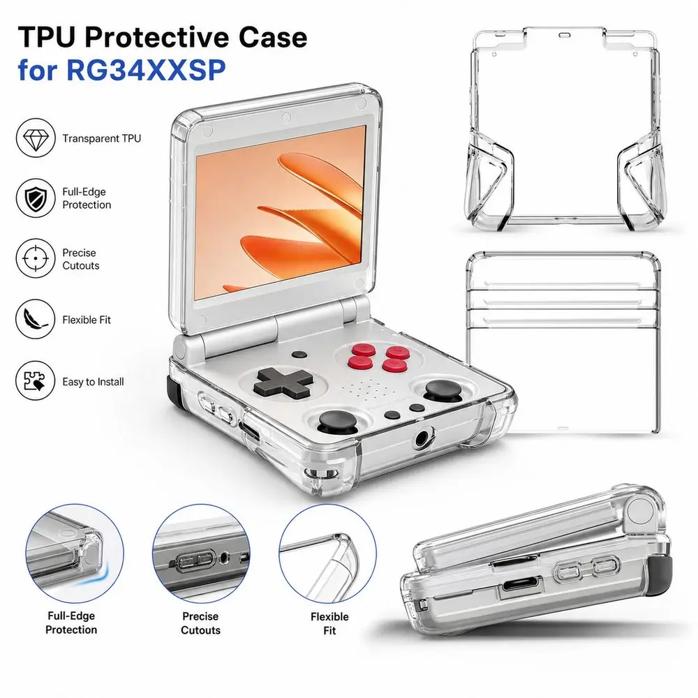 TPU Game Console Case Translucent Black Transparent Protective Console Shell Form-Fitted Structure Precise Cutouts
