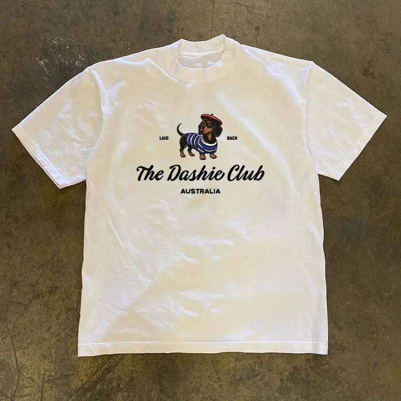 Loose Fit Cotton T-Shirt Short Sleeve Double Thread Pure Cotton American Retro Style Unisex Breathable Summer Print Tee