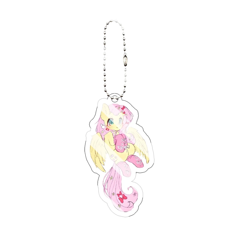 Fluttershy Acryl-Schlüsselanhänger Niedlicher Anime-Cartoon-Charakter Anhänger für Rucksack Schlüsselring Taschendekoration Geschenk – Detail 2