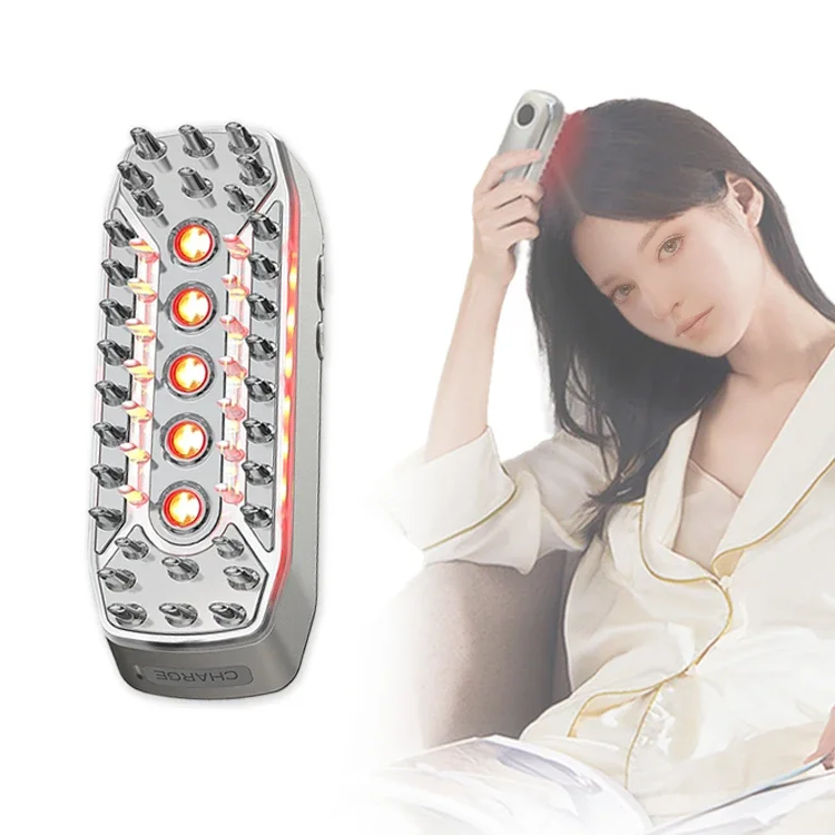 Peine masajeador eléctrico cálido antipérdida de cabello para el cuero cabelludo, dispositivo de terapia de crecimiento para el cuidado del cabello con microcorriente y luz roja para uso doméstico