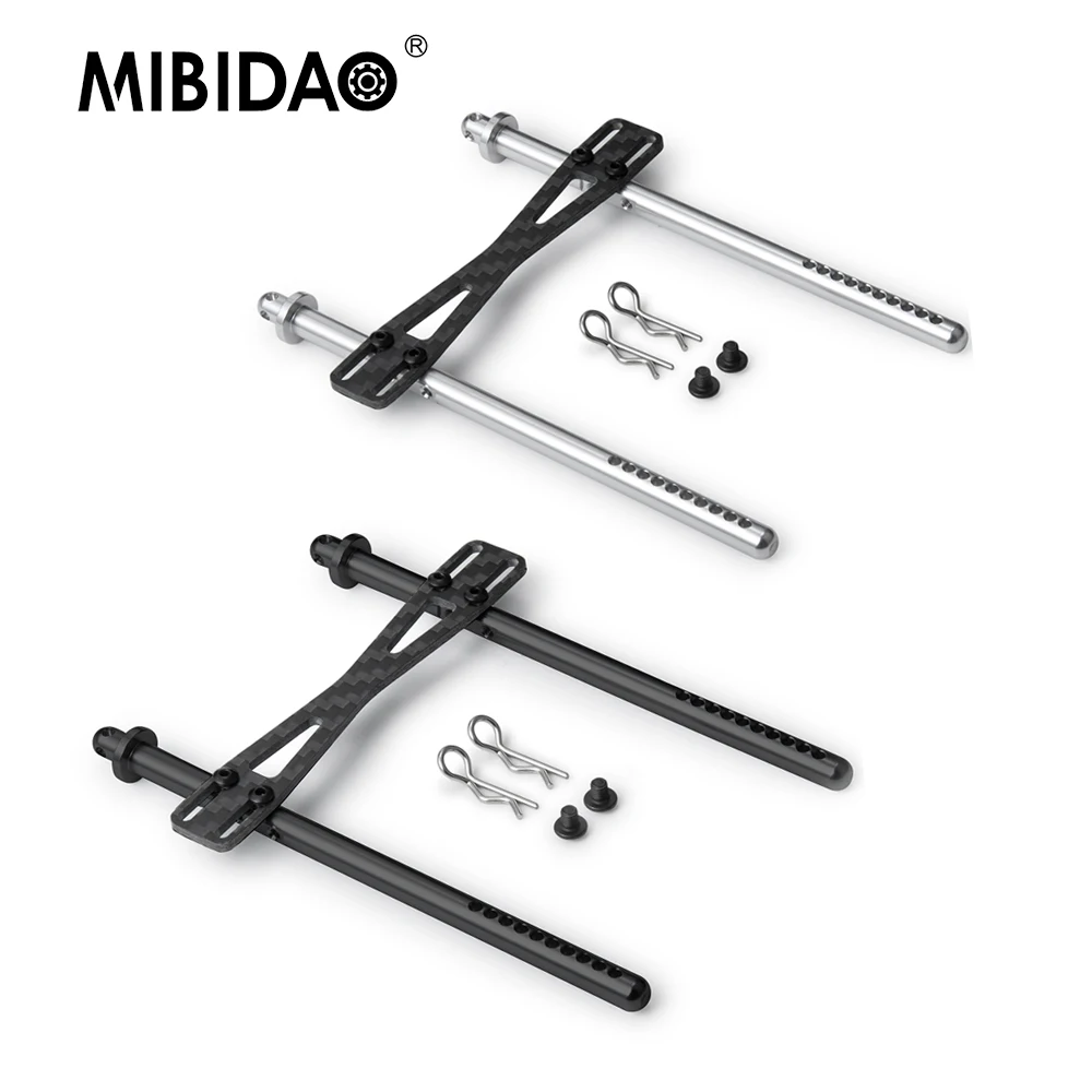 MIBIDAO Metal & Carbon Fiber Rear Car Body Shell Column Post Mount with Clip for Axial SCX10 II 90046 1/10 RC Crawler Car Parts