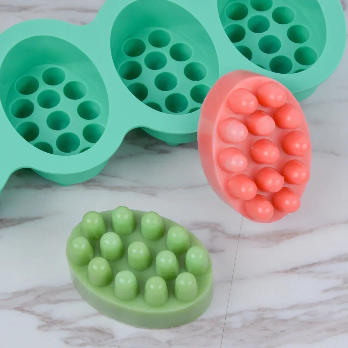 

4 Hole Oval Massage Soap Silicone Mold DIY Multicavity Geometry Round Candle Resin Making Tool Cake Baking Mould Christmas Gift