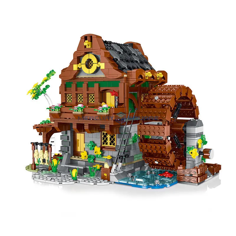 

Medieval Water Mill MOC 033005 European Century Architecture Model Blocks Modular Building Bricks Set Gifts Toys for Children