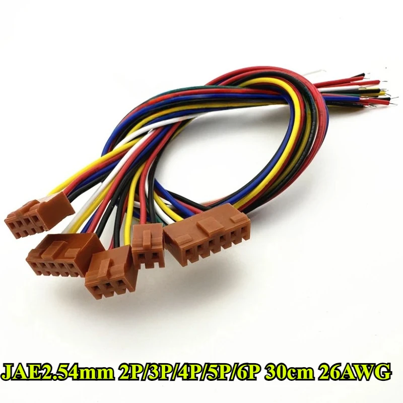 30Pcs/lot JAE2.54mm Brown Single head 2P/3P/4P/5P/6P Terminal Wire Length 30cm 26AWG Electronic Wire for LGC Elevator  Connector