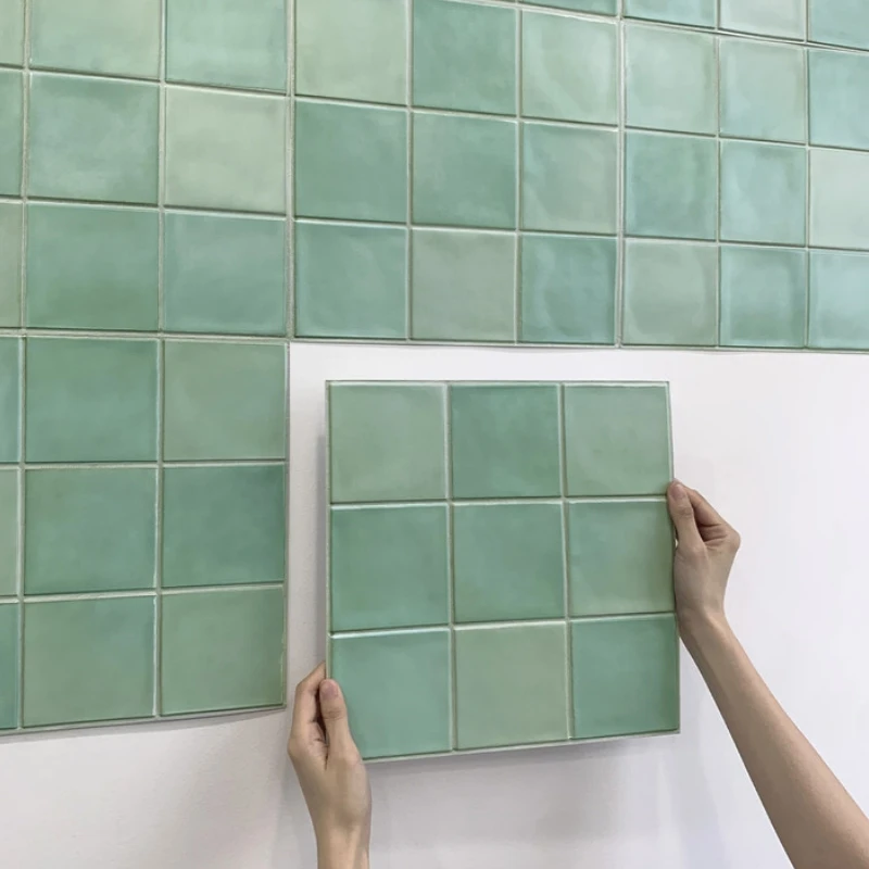 3D Peel and Stick Green Tile Kitchen Splash Back Tile Sticker 3D Wall Sticker Self-adhesive Wall Panel Waterproof